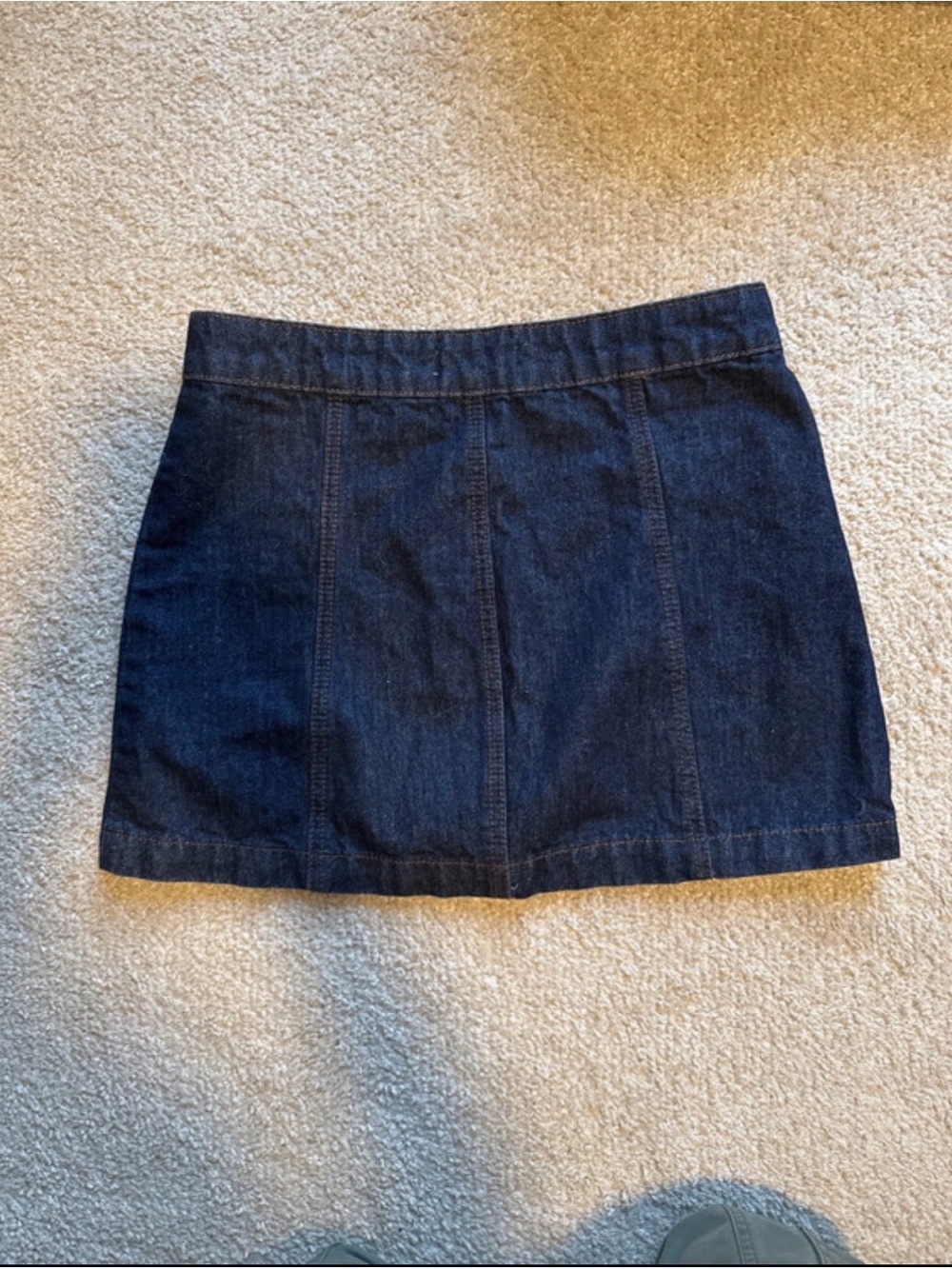 Altar’d State Dark Blue Denim A-Line Skirt with Front Zip - Picture 2 of 3